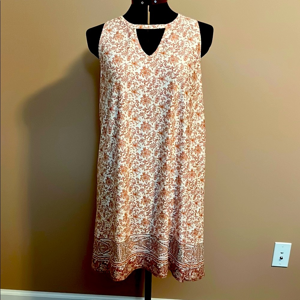 NWOT Nine Britton Orange Pink Halter Sundress Midi